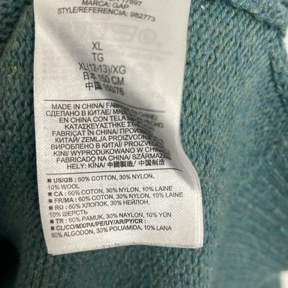Gap Kids Aqua / Teal Girls Cable Knit sweater size XL 12